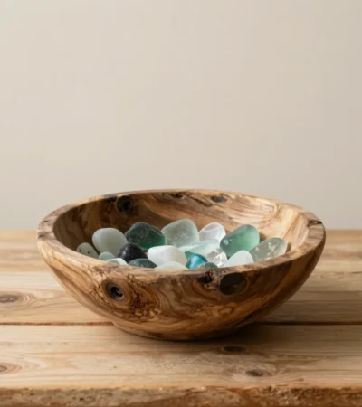 Driftwood & Sea Glass Sculptural Bowl