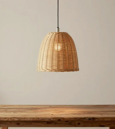 Hand-Woven Rattan Basket Pendant