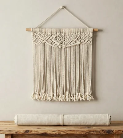 Sun-Bleached Linen & Rope Wall Tapestry